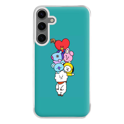 Green BT21 - RJ, Mang, Koya, Chimmy, Cooky, Shooky, Tata - K Pop Phone Case for Galaxy S24FE