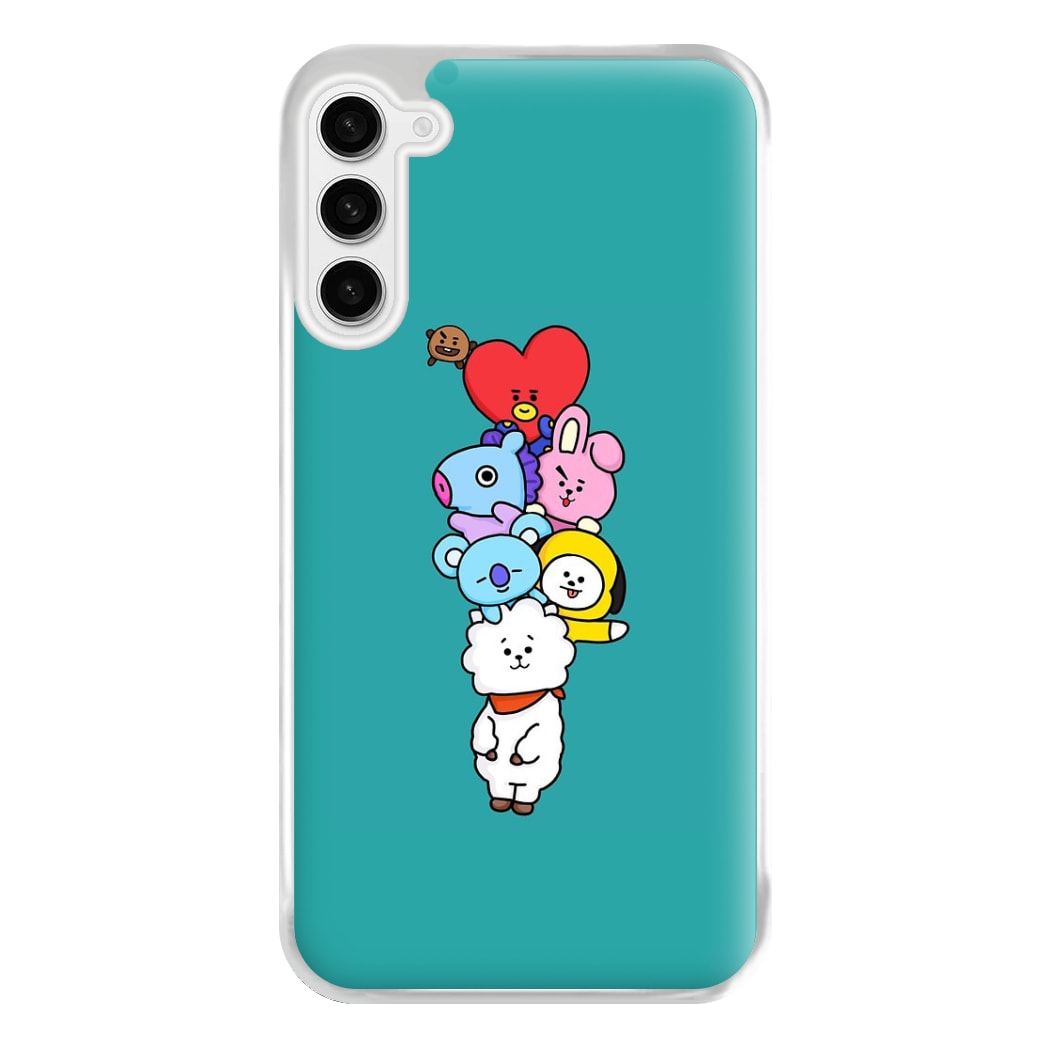 Green BT21 - RJ, Mang, Koya, Chimmy, Cooky, Shooky, Tata - K Pop Phone Case for Galaxy S23FE