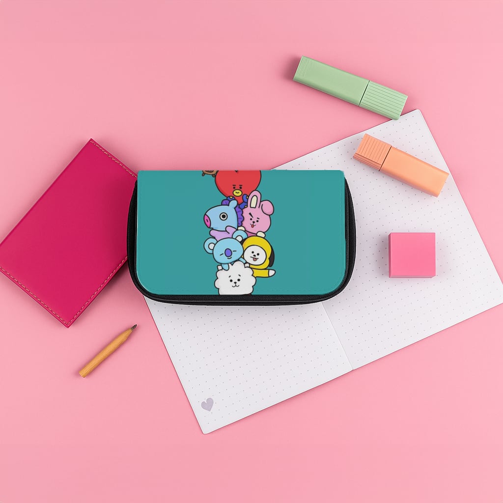 Green BT21 - RJ, Mang, Koya, Chimmy, Cooky, Shooky, Tata - K Pop Pencil Case