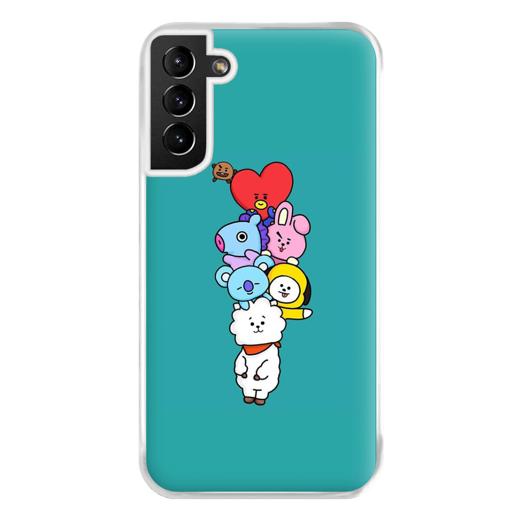 Green BT21 - RJ, Mang, Koya, Chimmy, Cooky, Shooky, Tata - K Pop Phone Case for Galaxy S21 Plus