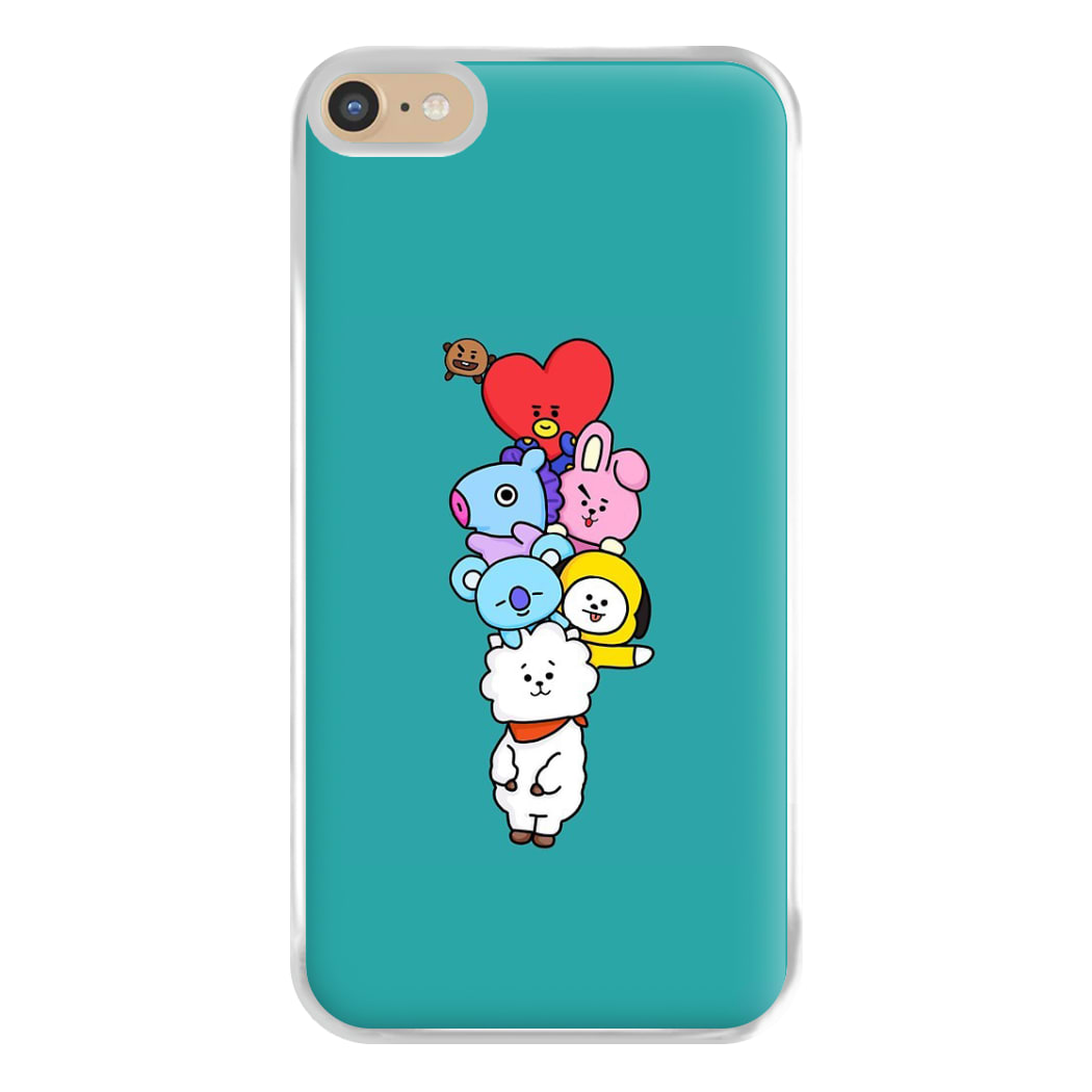 Green BT21 - RJ, Mang, Koya, Chimmy, Cooky, Shooky, Tata - K Pop Phone Case for iPhone 6 Plus / 7 Plus / 8 Plus