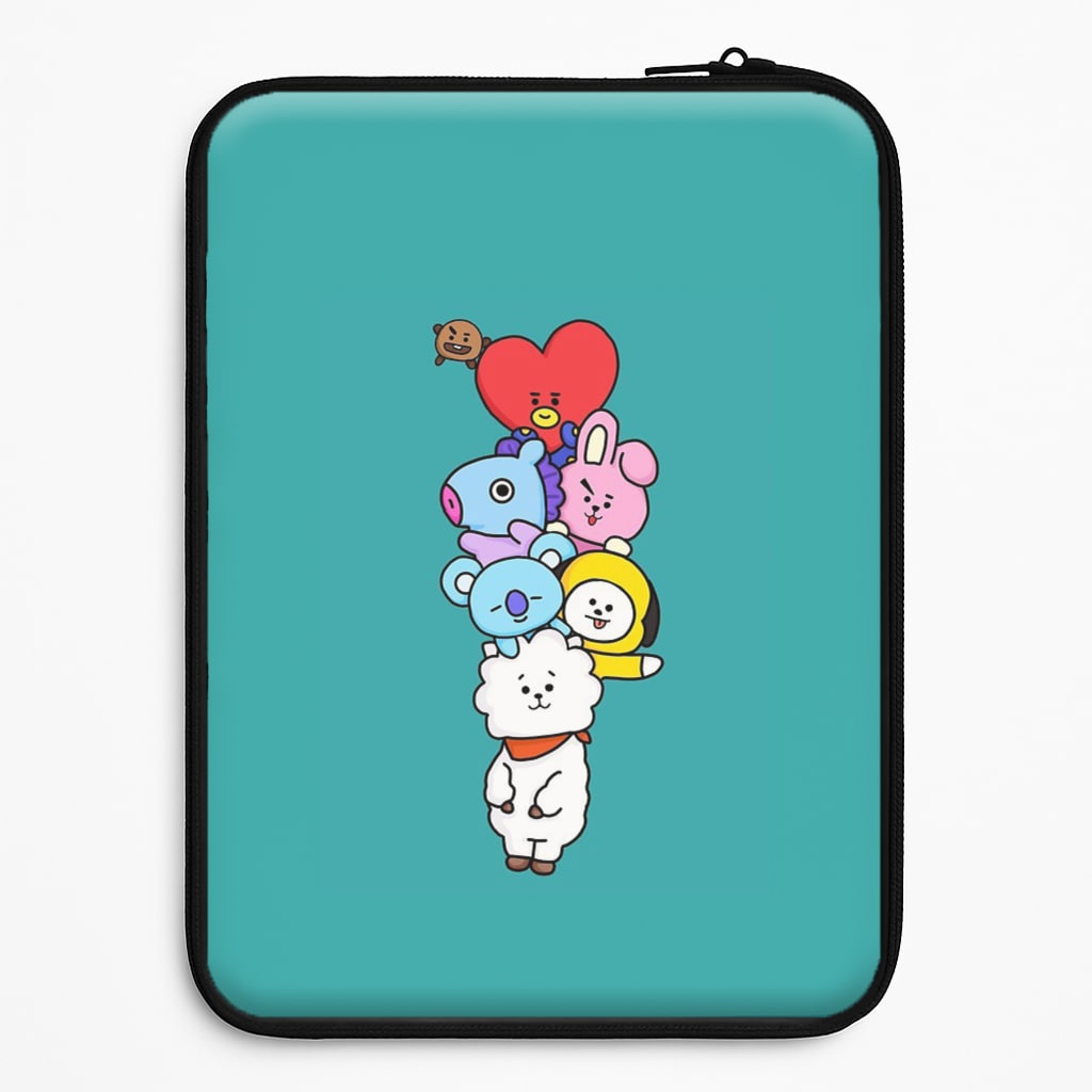 Green BT21 - RJ, Mang, Koya, Chimmy, Cooky, Shooky, Tata - K Pop Laptop Sleeve