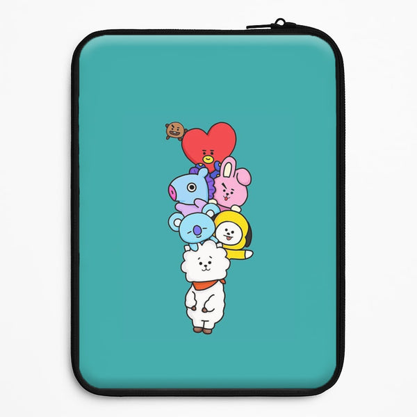 Green BT21 - RJ, Mang, Koya, Chimmy, Cooky, Shooky, Tata - K Pop Universal Laptop Sleeve