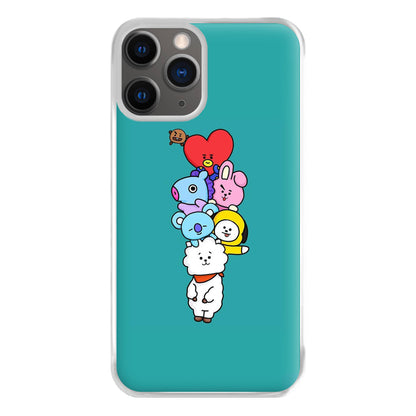 Green BT21 - RJ, Mang, Koya, Chimmy, Cooky, Shooky, Tata - K Pop Phone Case for iPhone 12 Pro Max