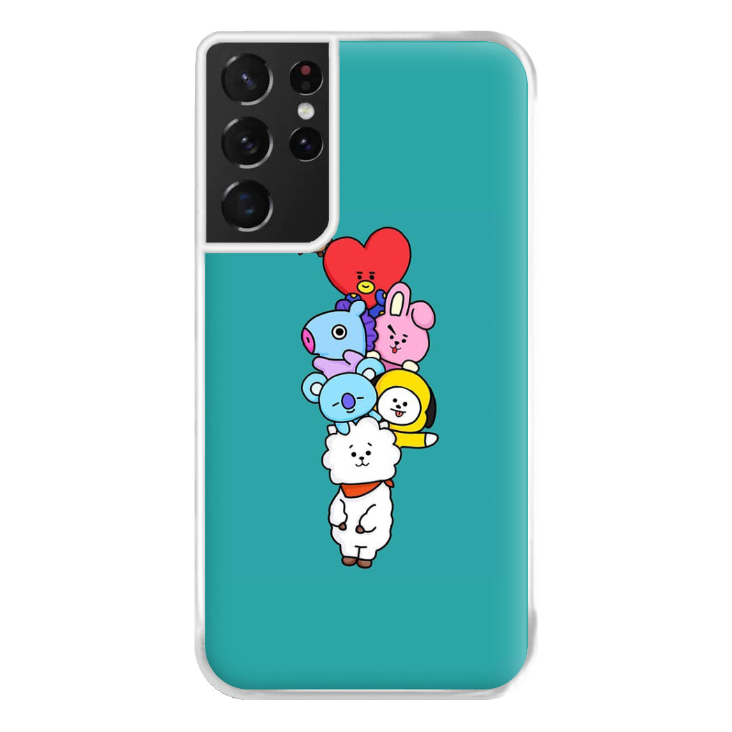 Green BT21 - RJ, Mang, Koya, Chimmy, Cooky, Shooky, Tata - K Pop Phone Case for Galaxy S21 Ultra