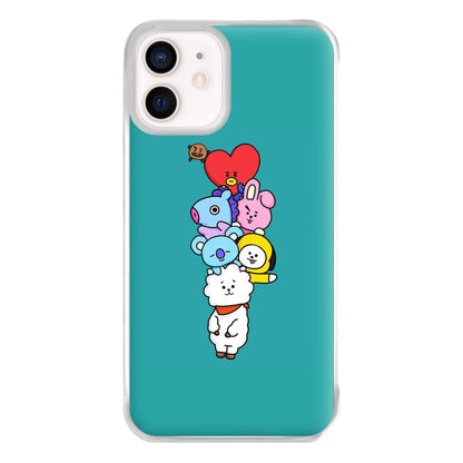 Green BT21 - RJ, Mang, Koya, Chimmy, Cooky, Shooky, Tata - K Pop Phone Case for iPhone 12 Mini