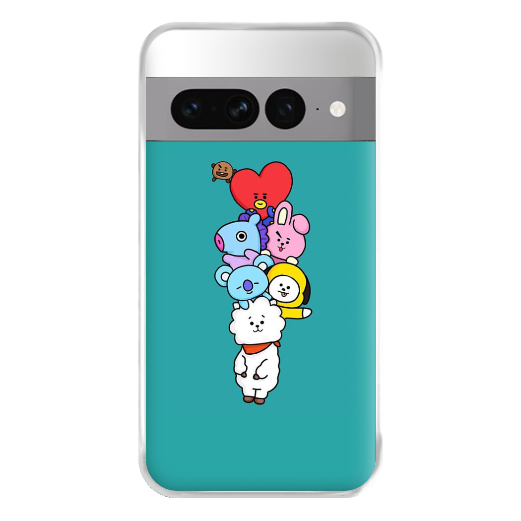 Green BT21 - RJ, Mang, Koya, Chimmy, Cooky, Shooky, Tata - K Pop Phone Case for Google Pixel 7 Pro