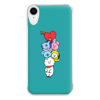 Green BT21 - RJ, Mang, Koya, Chimmy, Cooky, Shooky, Tata - K Pop Phone Case for iPhone XR