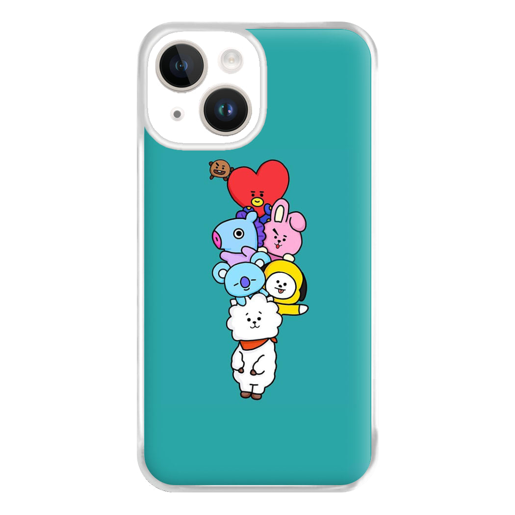 Green BT21 - RJ, Mang, Koya, Chimmy, Cooky, Shooky, Tata - K Pop Phone Case for iPhone 14