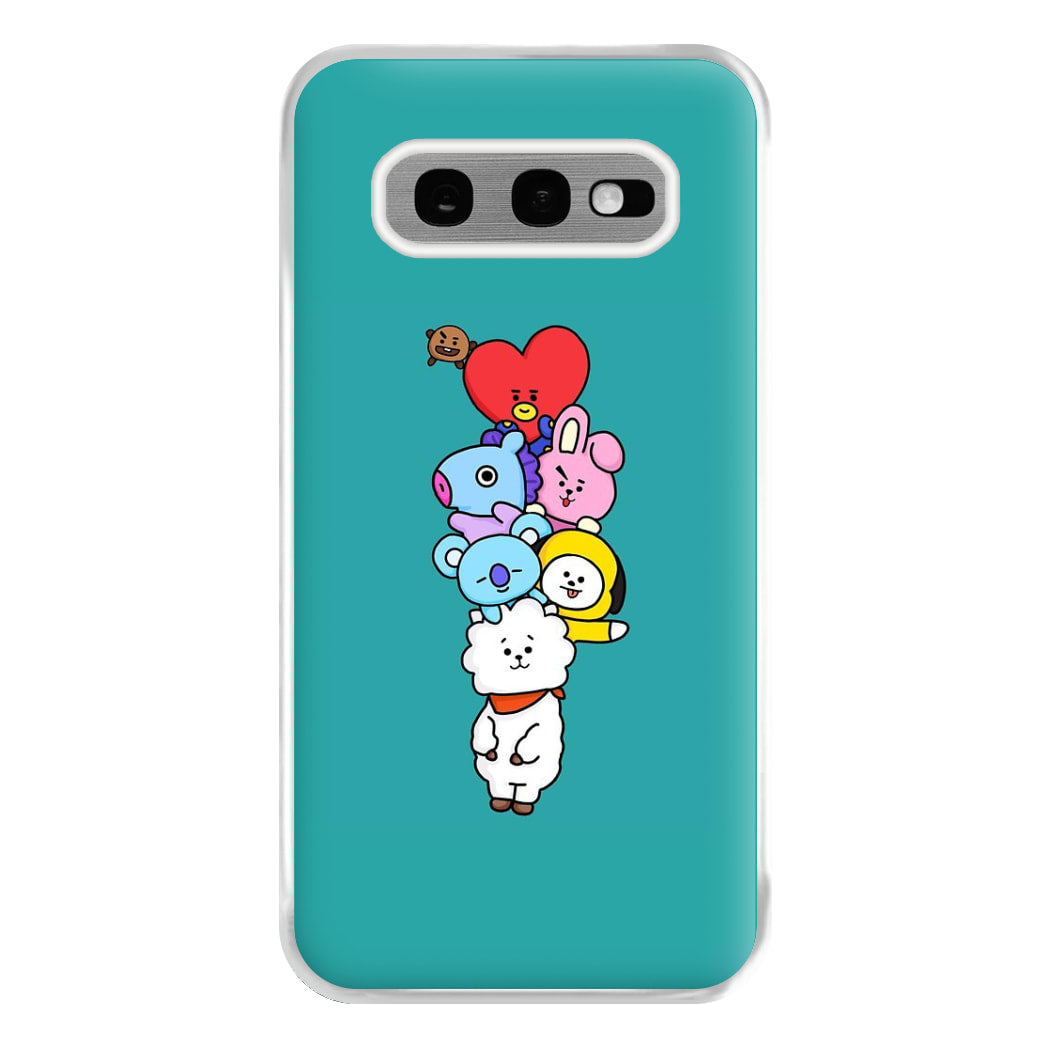 Green BT21 - RJ, Mang, Koya, Chimmy, Cooky, Shooky, Tata - K Pop Phone Case for Galaxy S10e