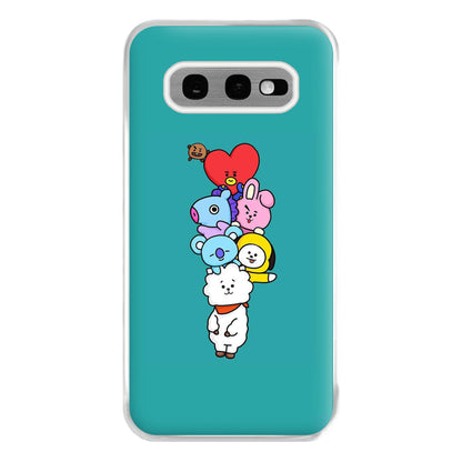 Green BT21 - RJ, Mang, Koya, Chimmy, Cooky, Shooky, Tata - K Pop Phone Case for Galaxy S10e