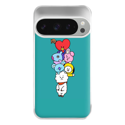 Green BT21 - RJ, Mang, Koya, Chimmy, Cooky, Shooky, Tata - K Pop Phone Case for Google Pixel 9 Pro XL