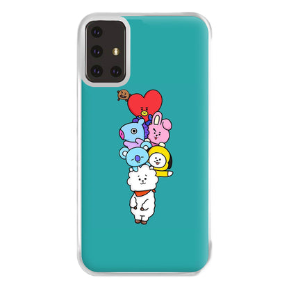 Green BT21 - RJ, Mang, Koya, Chimmy, Cooky, Shooky, Tata - K Pop Phone Case for Galaxy A71