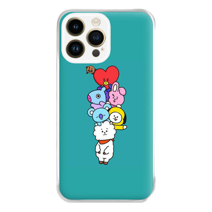 Green BT21 - RJ, Mang, Koya, Chimmy, Cooky, Shooky, Tata - K Pop Phone Case for iPhone 14 Pro Max