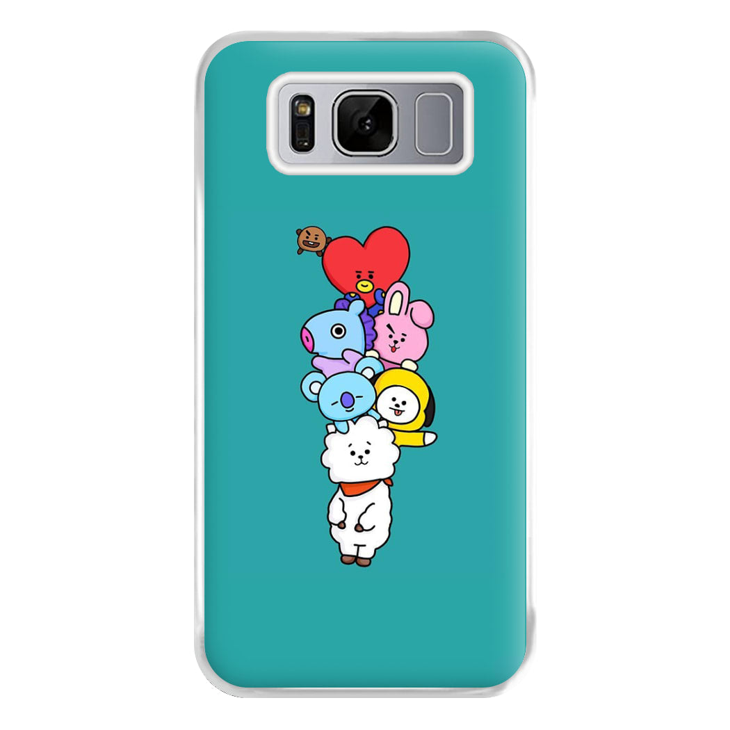 Green BT21 - RJ, Mang, Koya, Chimmy, Cooky, Shooky, Tata - K Pop Phone Case for Galaxy S8 Plus