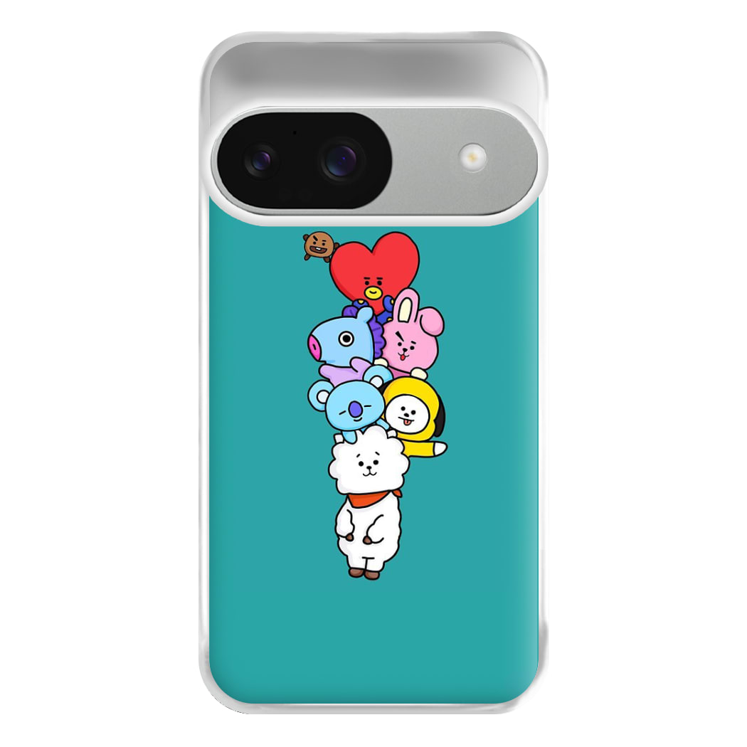 Green BT21 - RJ, Mang, Koya, Chimmy, Cooky, Shooky, Tata - K Pop Phone Case for Google Pixel 9 / 9 Pro