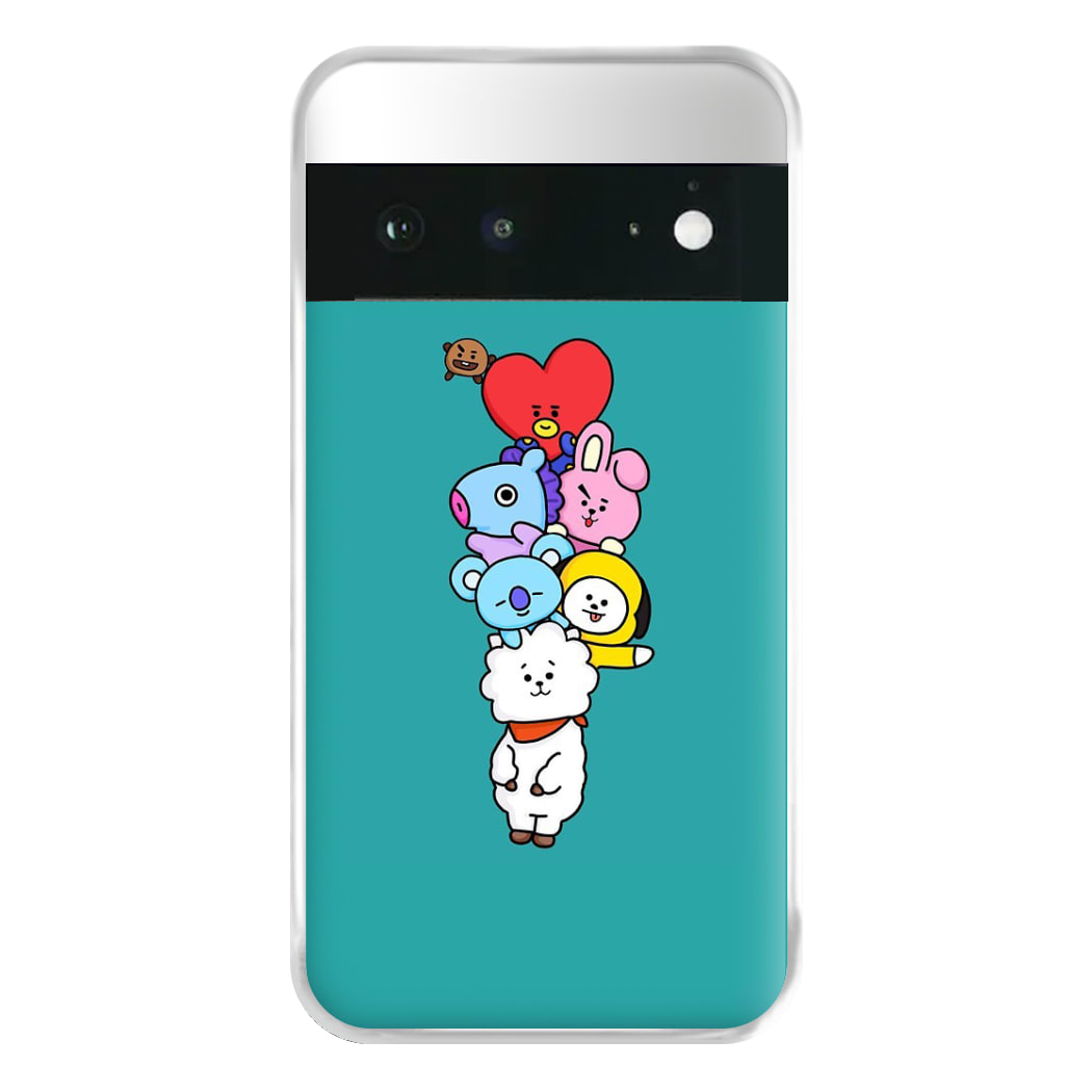 Green BT21 - RJ, Mang, Koya, Chimmy, Cooky, Shooky, Tata - K Pop Phone Case for Google Pixel 6a