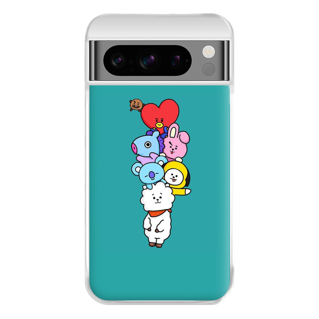 Green BT21 - RJ, Mang, Koya, Chimmy, Cooky, Shooky, Tata - K Pop Phone Case for Google Pixel 8 Pro