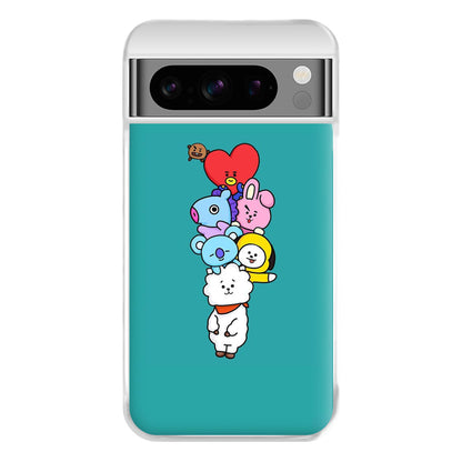 Green BT21 - RJ, Mang, Koya, Chimmy, Cooky, Shooky, Tata - K Pop Phone Case for Google Pixel 8 Pro