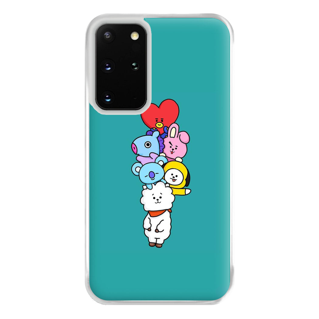 Green BT21 - RJ, Mang, Koya, Chimmy, Cooky, Shooky, Tata - K Pop Phone Case for Galaxy S20 Plus