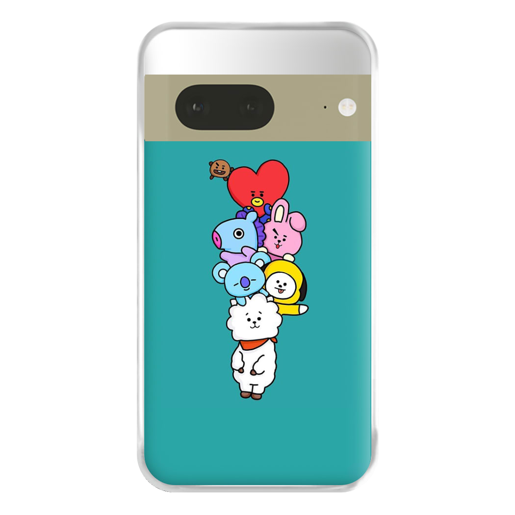 Green BT21 - RJ, Mang, Koya, Chimmy, Cooky, Shooky, Tata - K Pop Phone Case for Google Pixel 7a