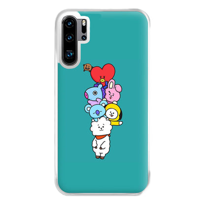 Green BT21 - RJ, Mang, Koya, Chimmy, Cooky, Shooky, Tata - K Pop Phone Case for Huawei P30 Pro