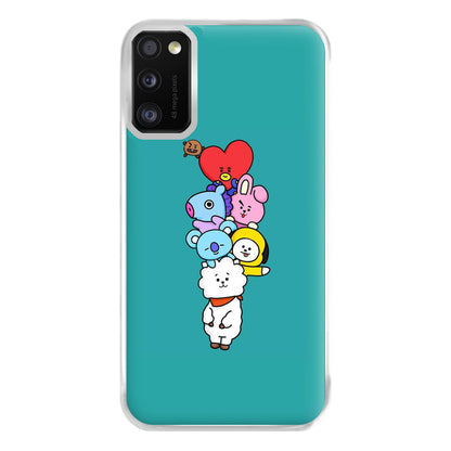 Green BT21 - RJ, Mang, Koya, Chimmy, Cooky, Shooky, Tata - K Pop Phone Case for Galaxy A41