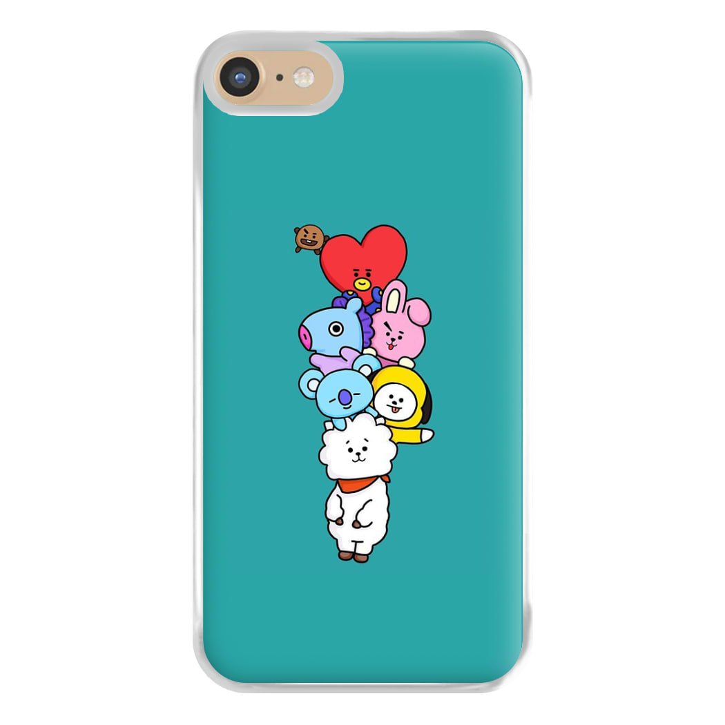 Green BT21 - RJ, Mang, Koya, Chimmy, Cooky, Shooky, Tata - K Pop Phone Case for iPhone 6 / 7 / 8 / SE