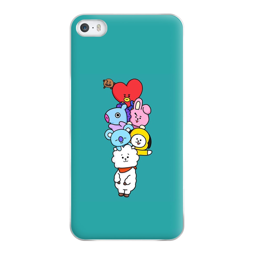 Green BT21 - RJ, Mang, Koya, Chimmy, Cooky, Shooky, Tata - K Pop Phone Case for iPhone 5 / 5s / SE 2016