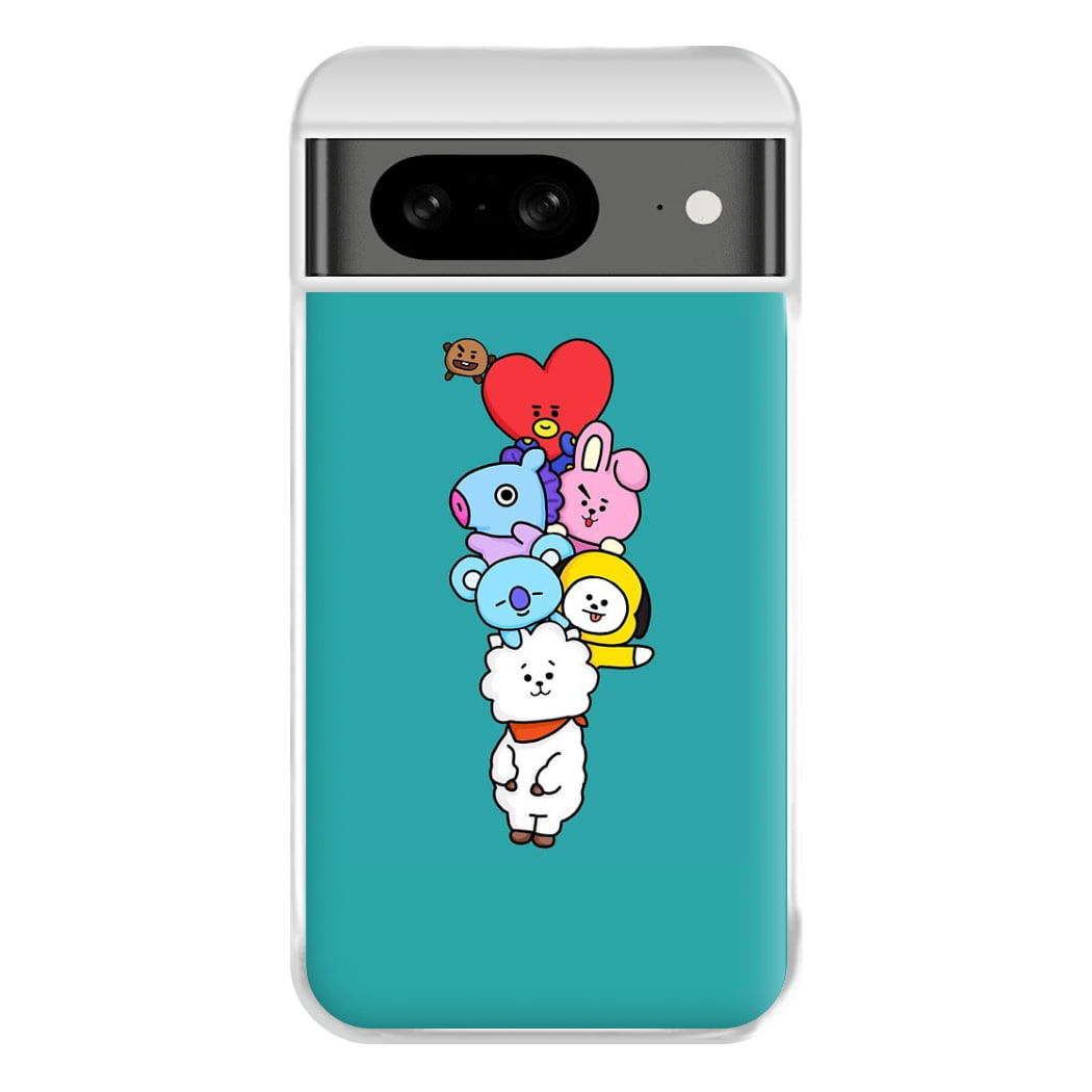 Green BT21 - RJ, Mang, Koya, Chimmy, Cooky, Shooky, Tata - K Pop Phone Case for Google Pixel 8