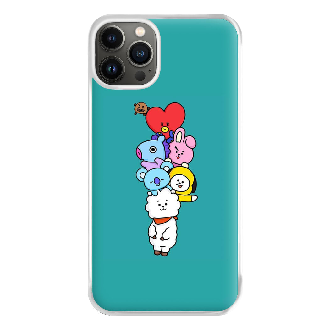 Green BT21 - RJ, Mang, Koya, Chimmy, Cooky, Shooky, Tata - K Pop Phone Case for iPhone 13