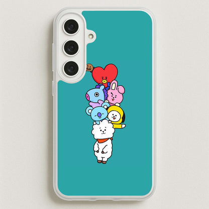 Green BT21 - RJ, Mang, Koya, Chimmy, Cooky, Shooky, Tata - K Pop Phone Case for Galaxy S25FE