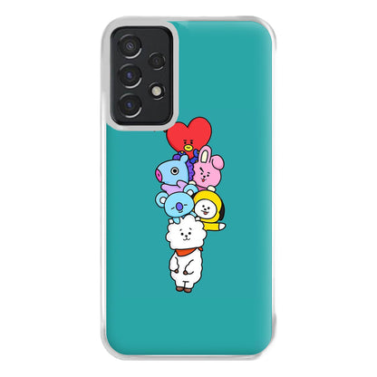 Green BT21 - RJ, Mang, Koya, Chimmy, Cooky, Shooky, Tata - K Pop Phone Case for Galaxy A52 / A52s