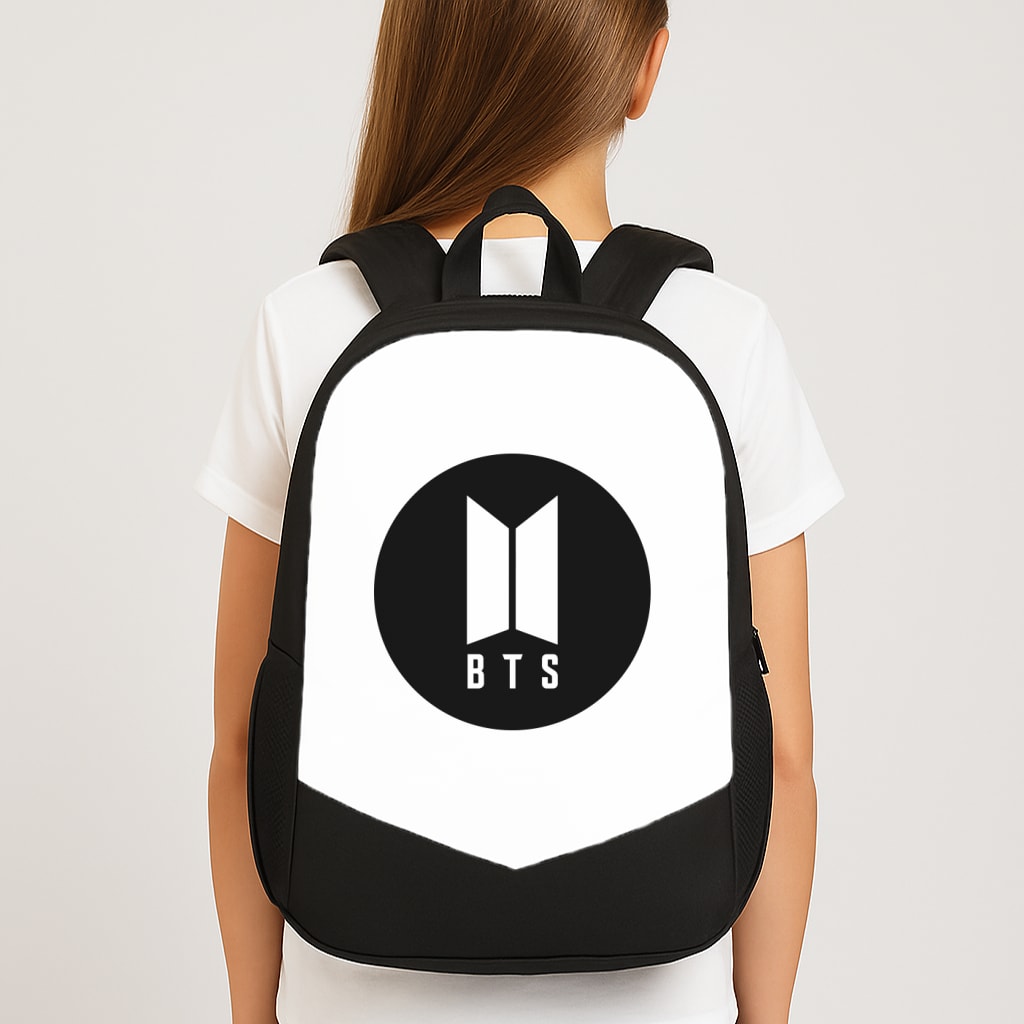 BTS logo Black - K Pop Large School Bag