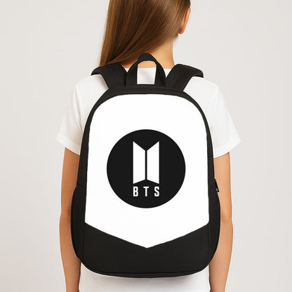 BTS logo Black - K Pop Large School Bag