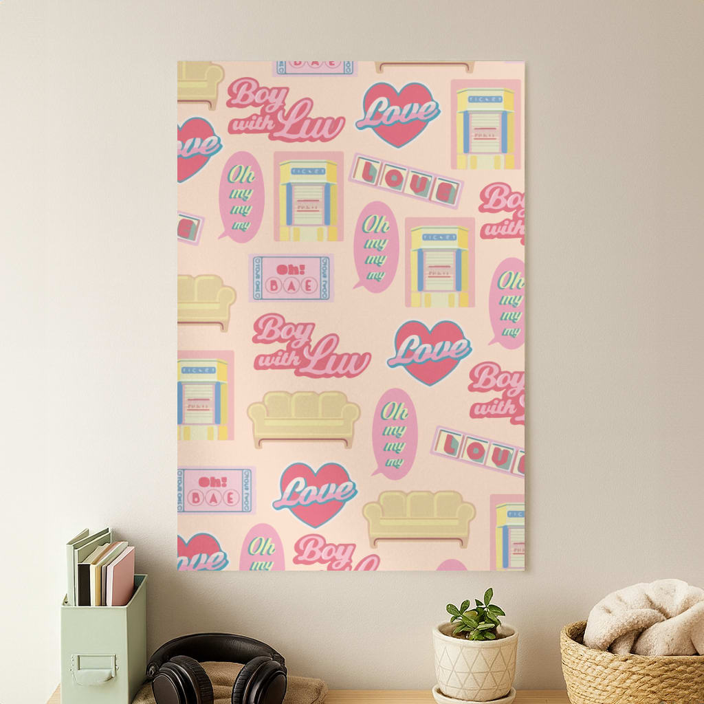 K-Pop Band Icon Pattern Poster