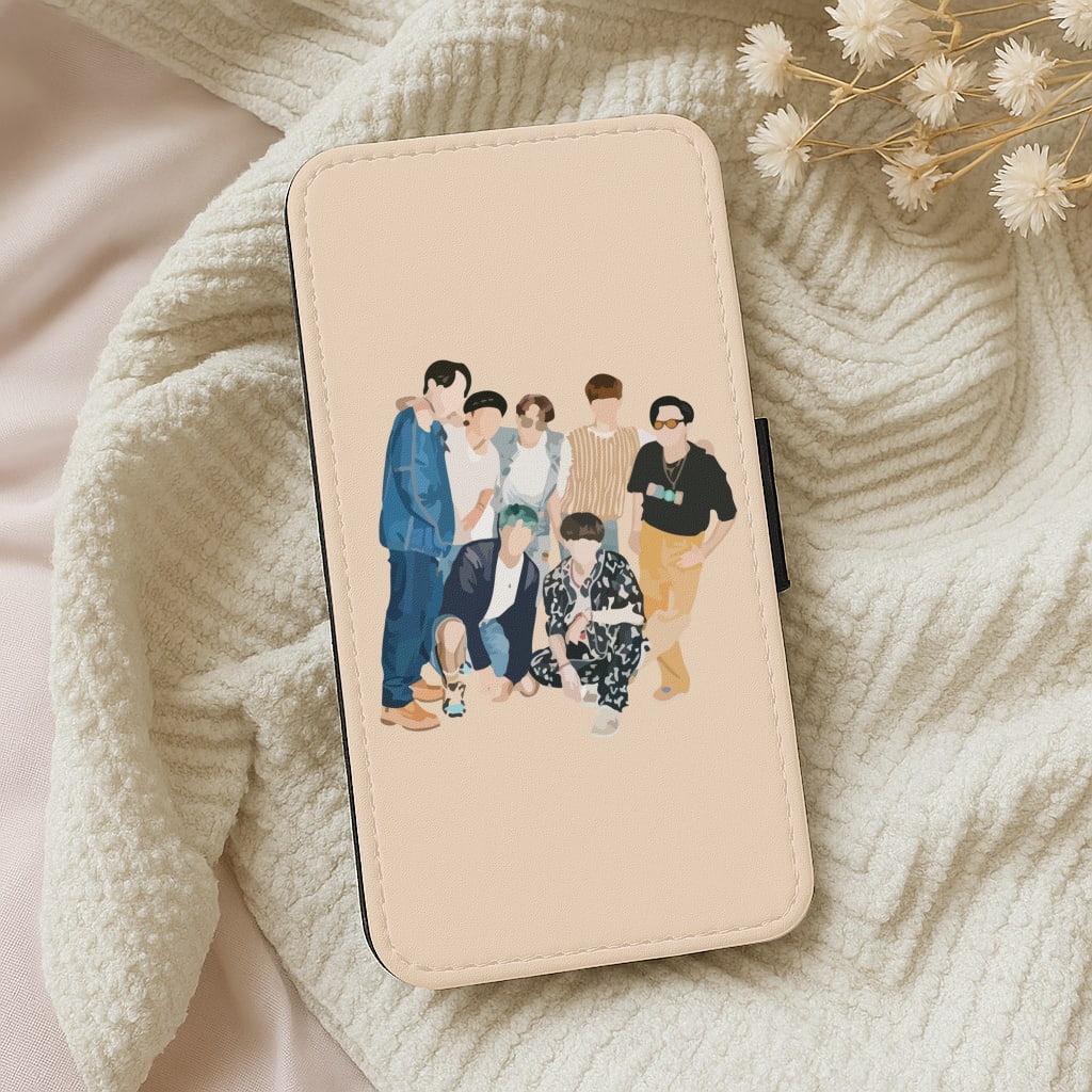 Casual K-Pop Band Band Wallet Phone Case