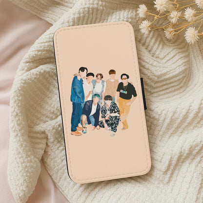 Casual K-Pop Band Band Wallet Phone Case