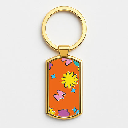 K-Pop Band Flowers Patterns Gold Keyring