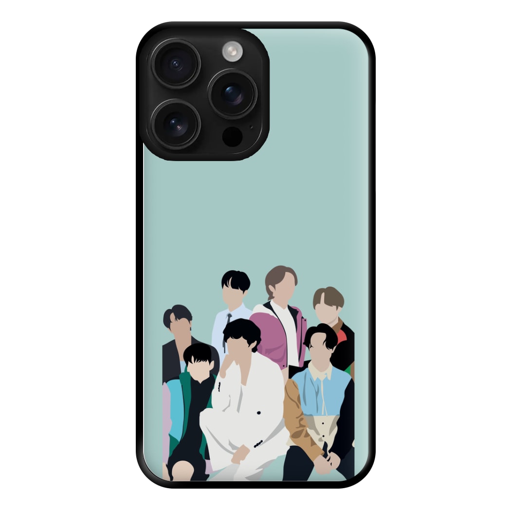 Blue K-Pop Band Members Phone Case for iPhone 16 Pro Max