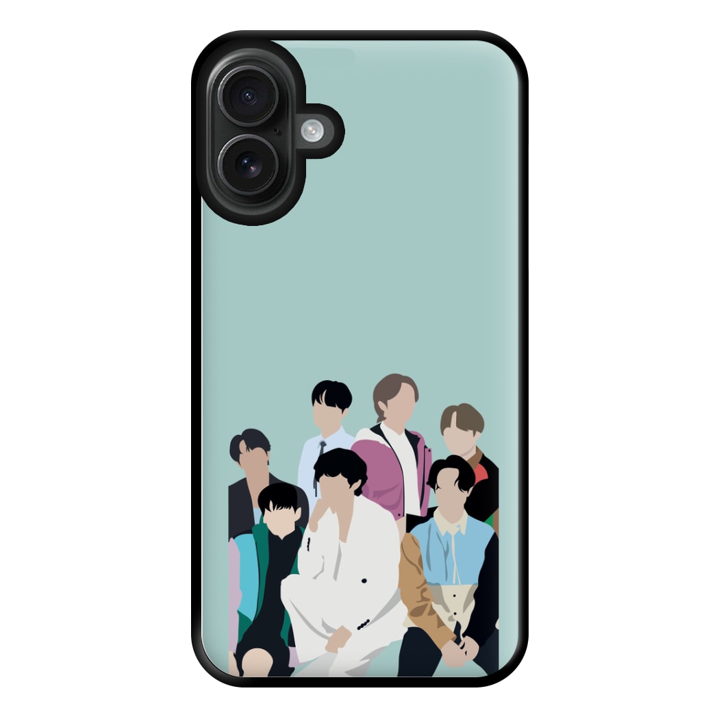 Blue K-Pop Band Members Phone Case for iPhone 16 Plus