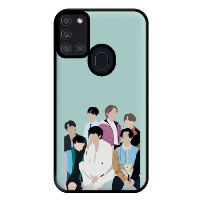 Blue K-Pop Band Members Phone Case for Galaxy A21s