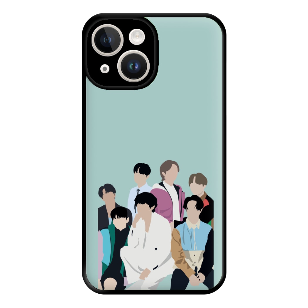 Blue K-Pop Band Members Phone Case for iPhone 14