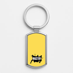 Splatter Text - Bust Band Silver Keyring