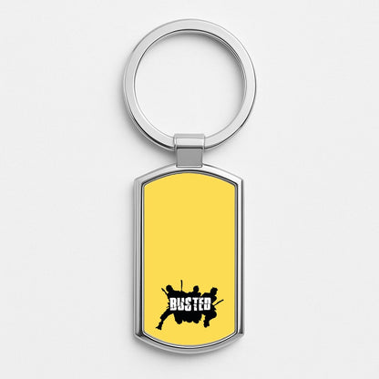 Splatter Text - Bust Band Silver Keyring