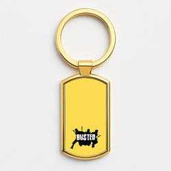 Splatter Text - Bust Band Gold Keyring
