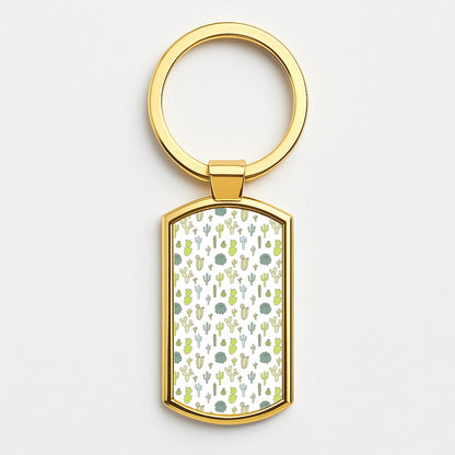 Cactus Pattern Gold Keyring