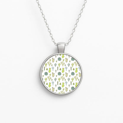 Cactus Pattern Circle Necklace