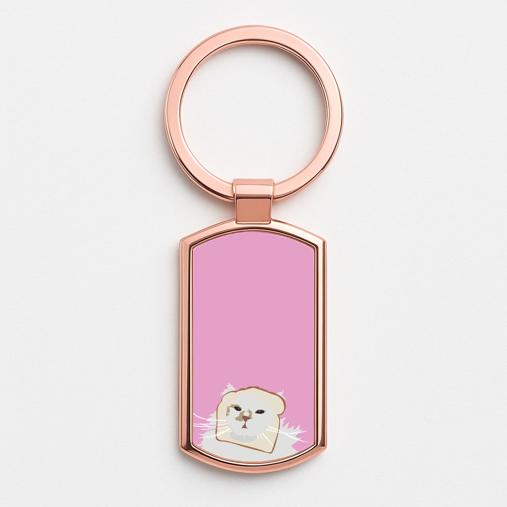 Silly Cat - Cats Rose Gold Keyring