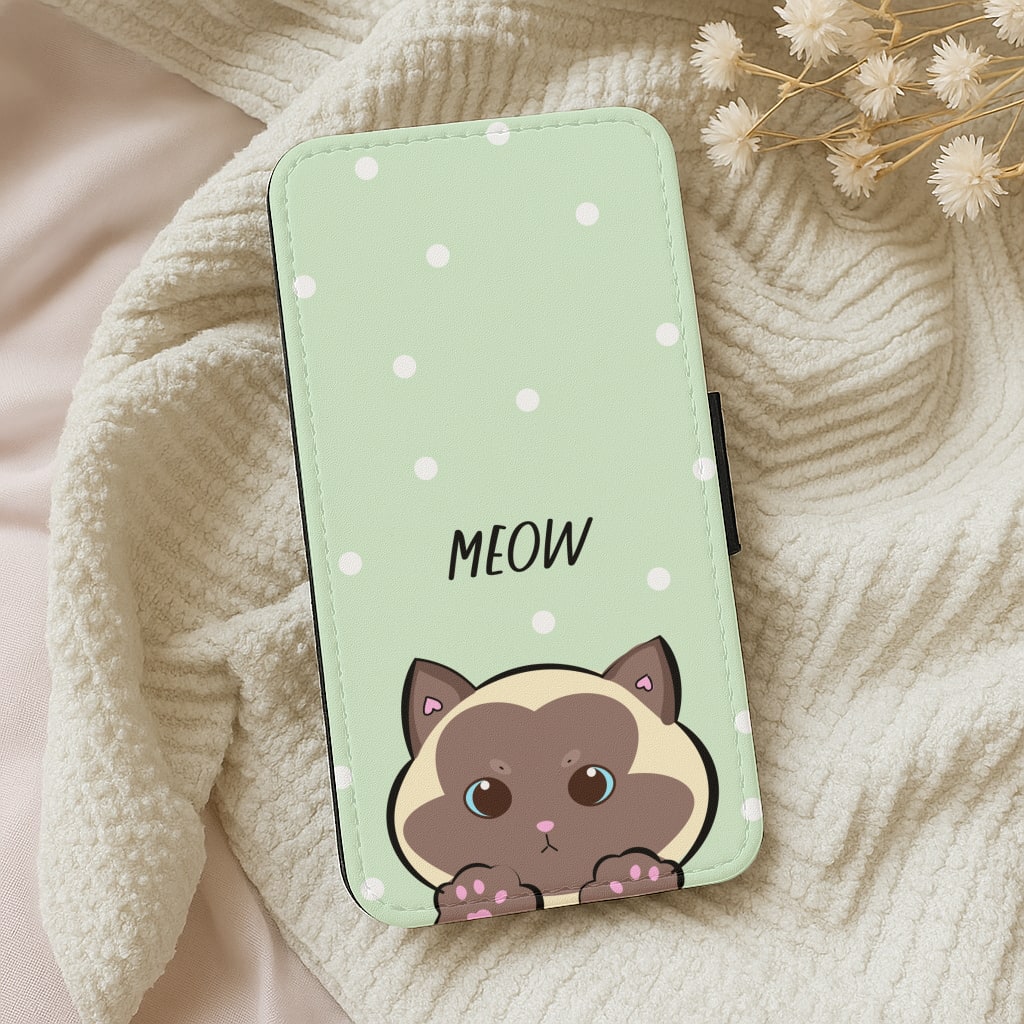 Meow Green - Cats Wallet Phone Case